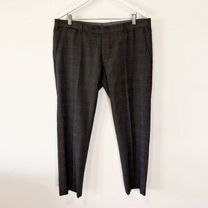 Berwich Gray and Red Plaid Wool Dress Pants
